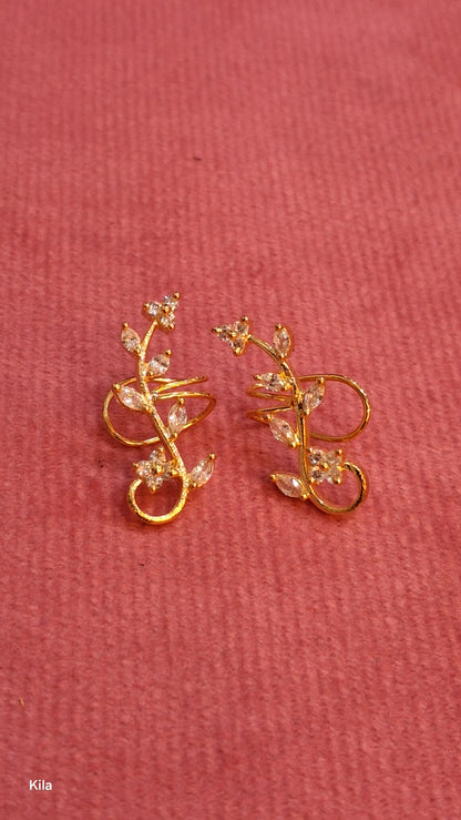 92.5 Silver Gold Plated Earcuffs | Contemporary Trendy Design | Stylish Jewellery