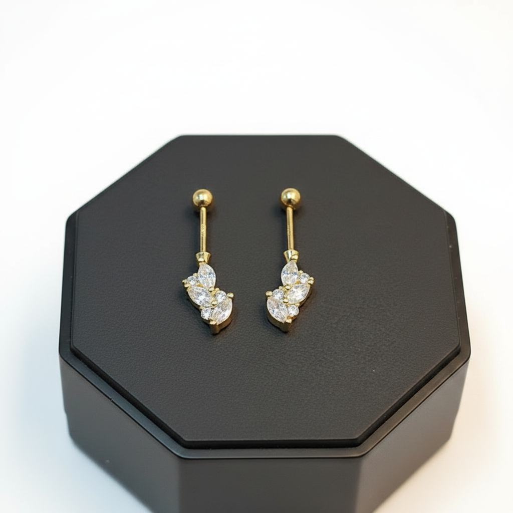 92.5 Silver Cluster Gold Plated Bugadi Pair | Stylish Premium Design | Elegant Jewellery