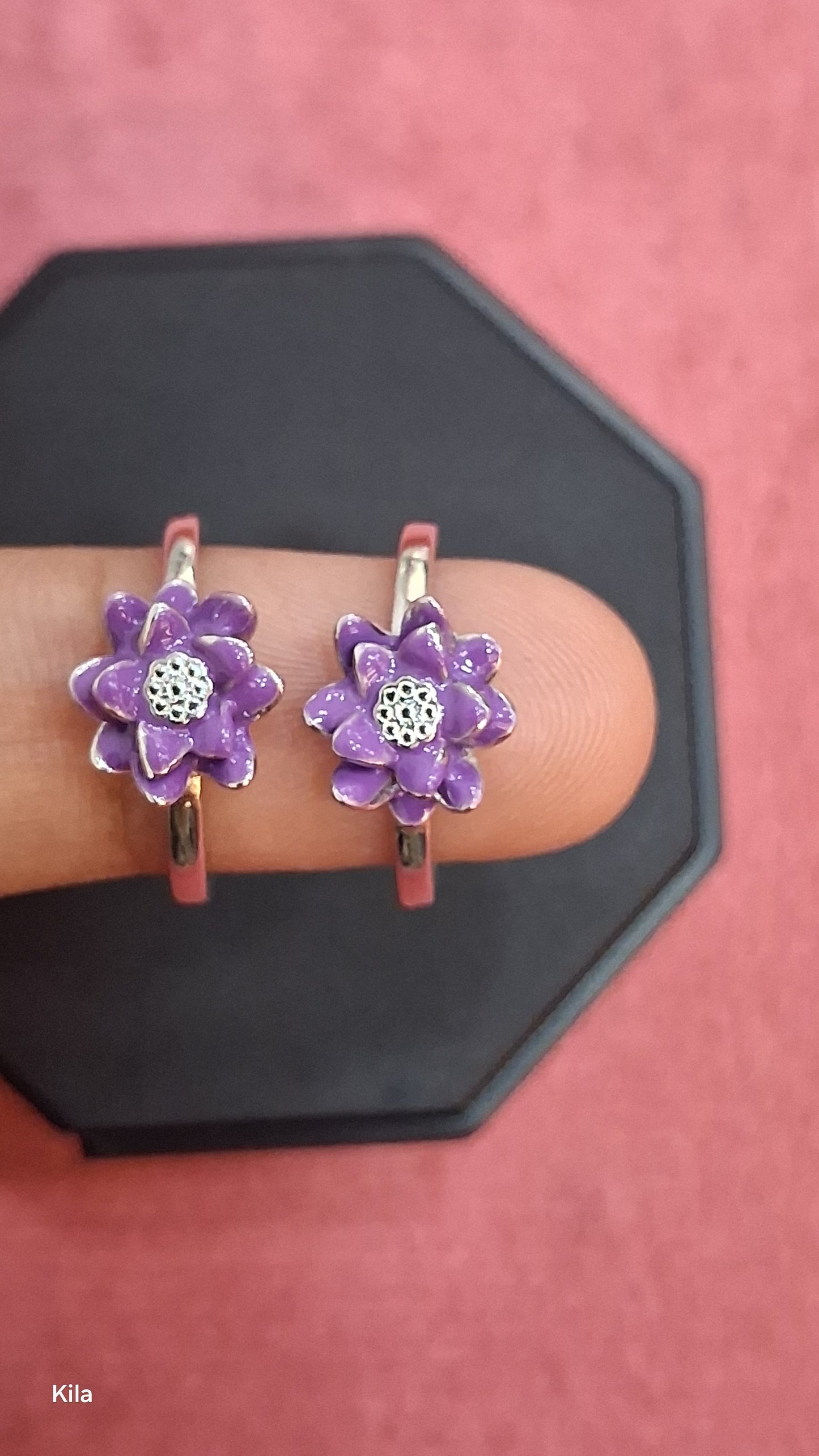 92.5 Silver Purple Flower Toe Rings | Elegant Floral Design | Jewellery
