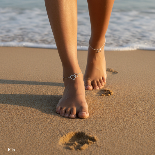 92.5 Silver Heart Anklets | Stylish Romantic Design | Elegant Jewellery