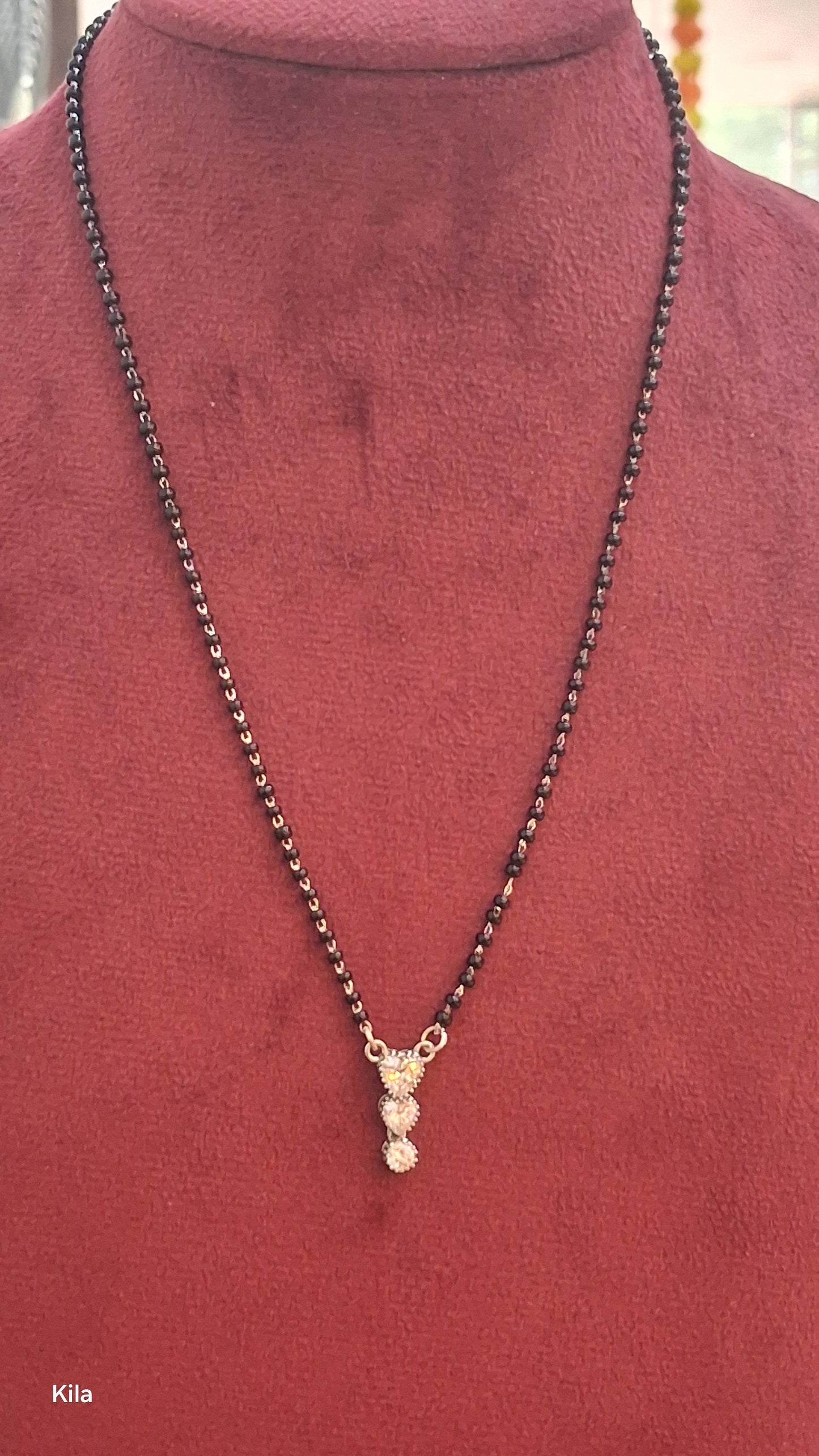 92.5 Silver Black Beads Chain 19 Inches | Stylish Traditional Design | Jewellery