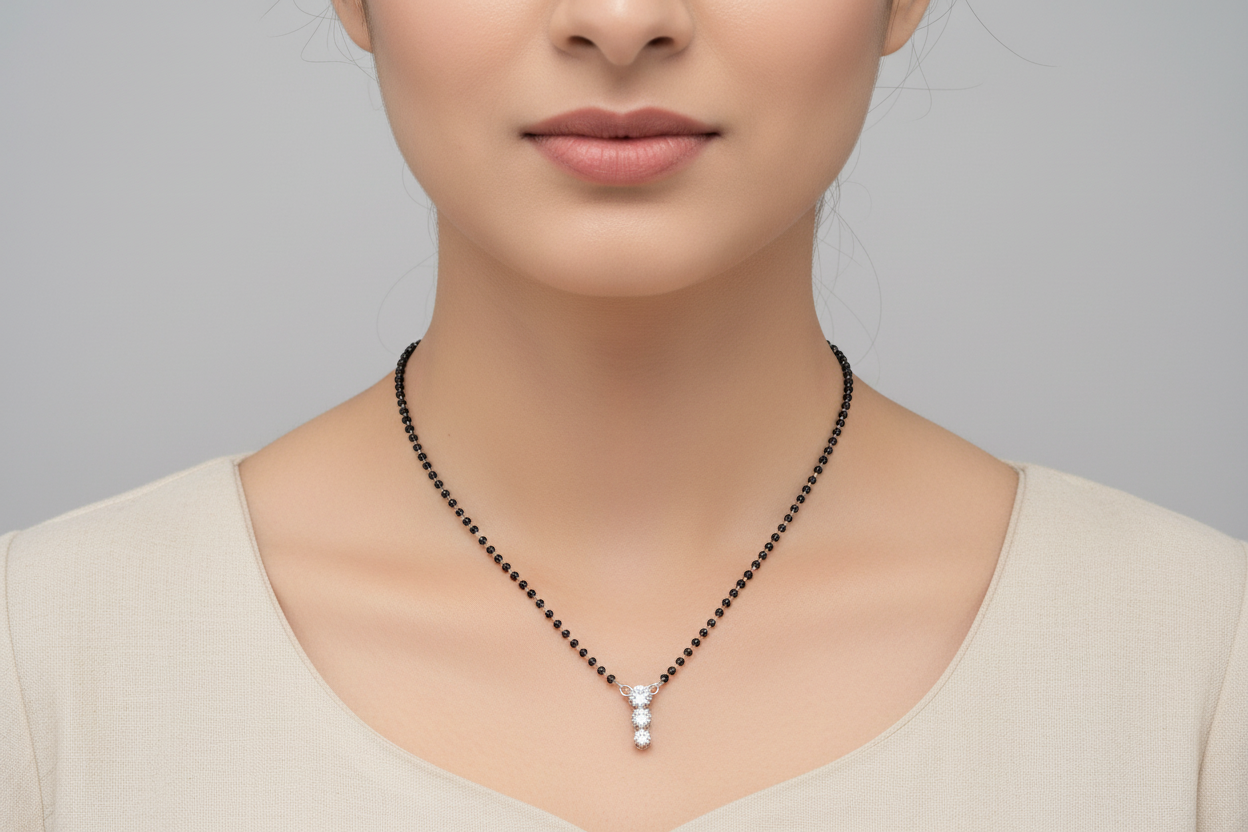 92.5 Silver Black Beads Chain 19 Inches | Stylish Traditional Design | Jewellery