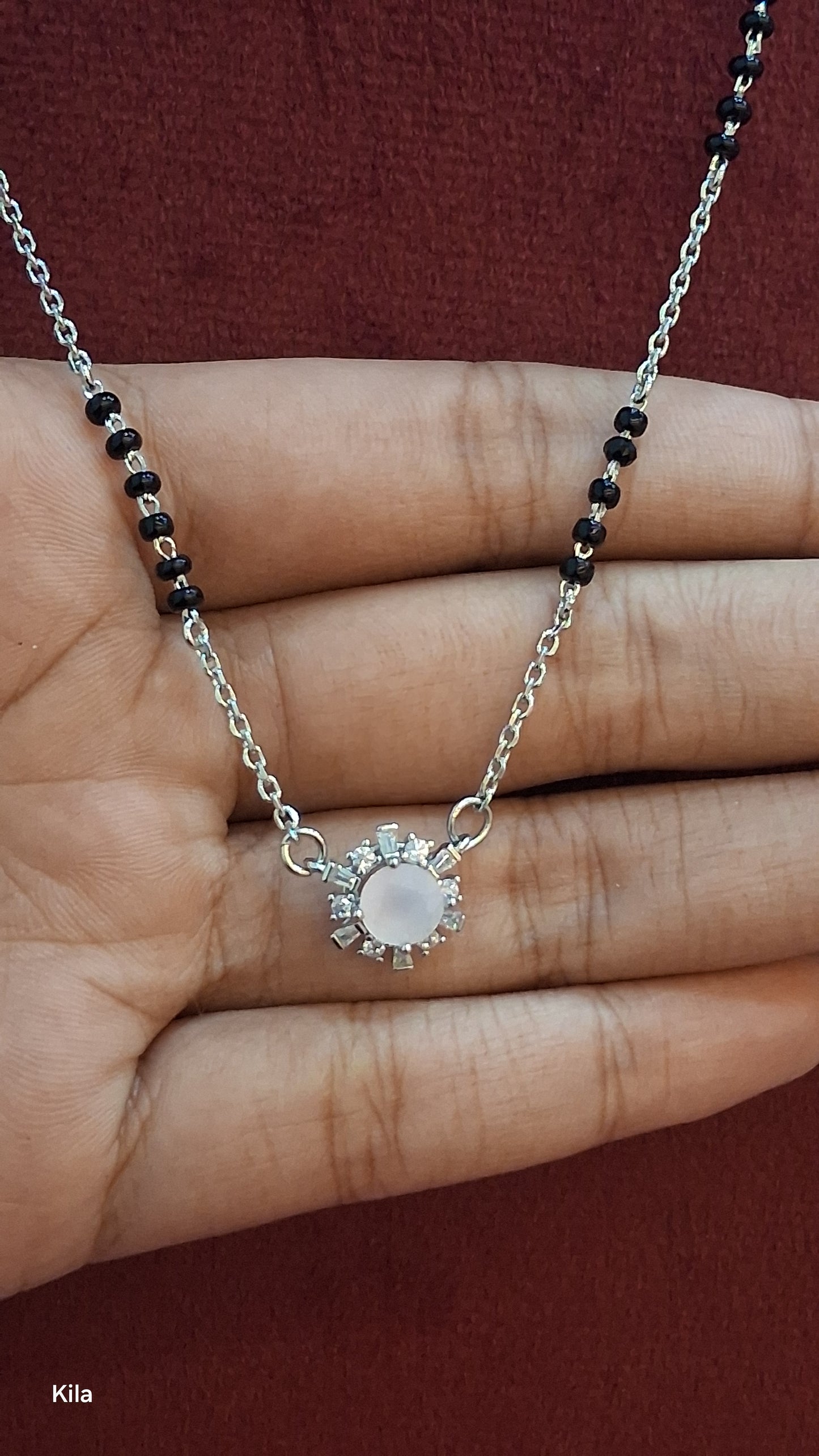 92.5 Silver Black Beads Chain 18 Inches | Premium Traditional Design | Jewellery