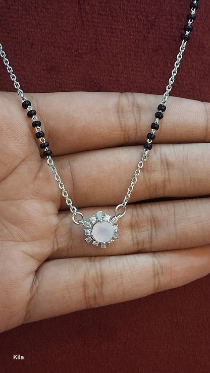 92.5 Silver Black Beads Chain 18 Inches | Premium Traditional Design | Jewellery