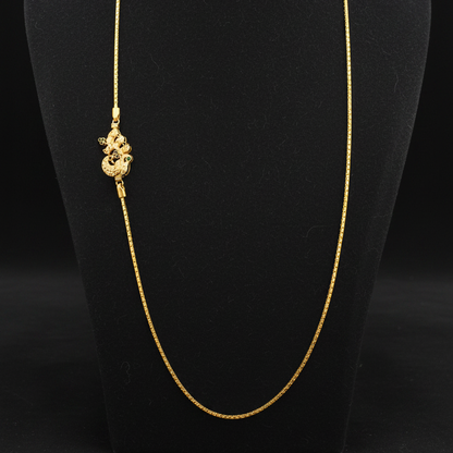 92.5 Silver Gold Plated Thaali Chain 22 Inches | Stylish Traditional Finish | Elegant Jewellery