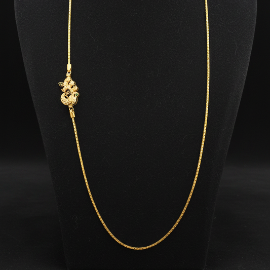 92.5 Silver Gold Plated Thaali Chain 22 Inches | Stylish Traditional Finish | Elegant Jewellery