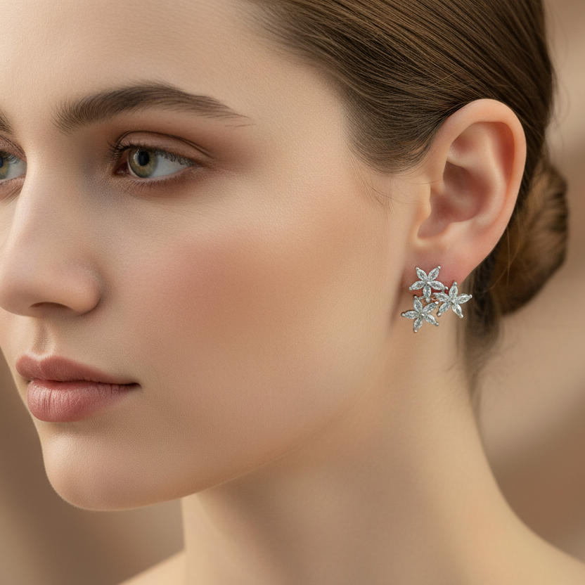 92.5 Silver Star Earrings | Stylish Trendy Design | Elegant Jewellery