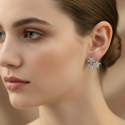 92.5 Silver Star Earrings | Stylish Trendy Design | Elegant Jewellery