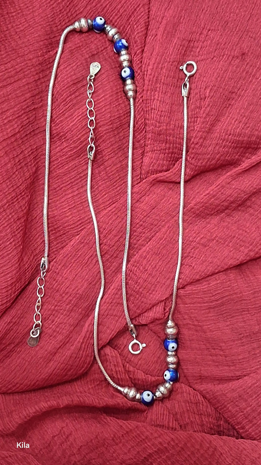 Silver stylish evil eye anklets