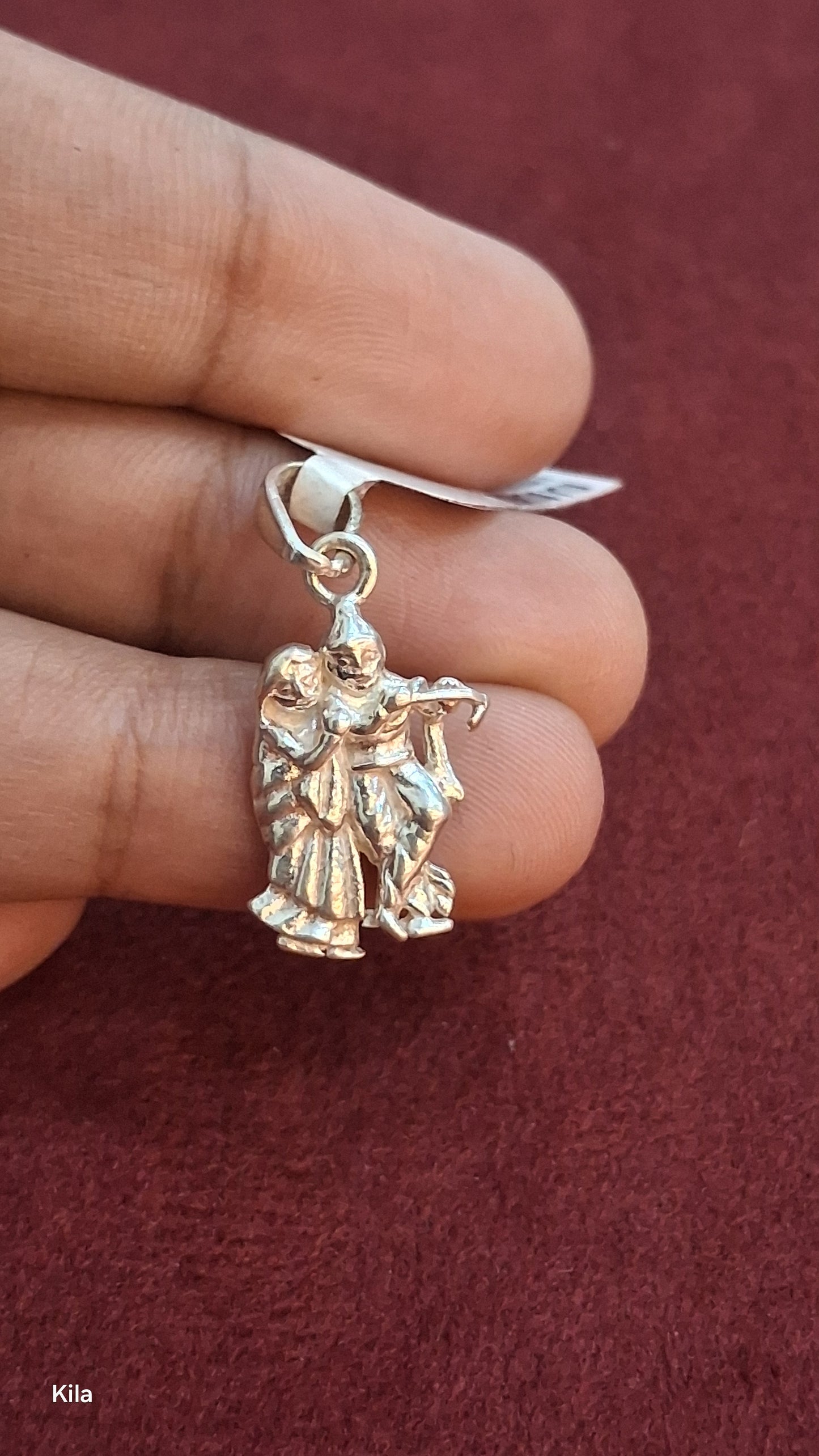92.5 Silver Radha Krishna Pendant | Divine Love Design | Elegant Jewellery