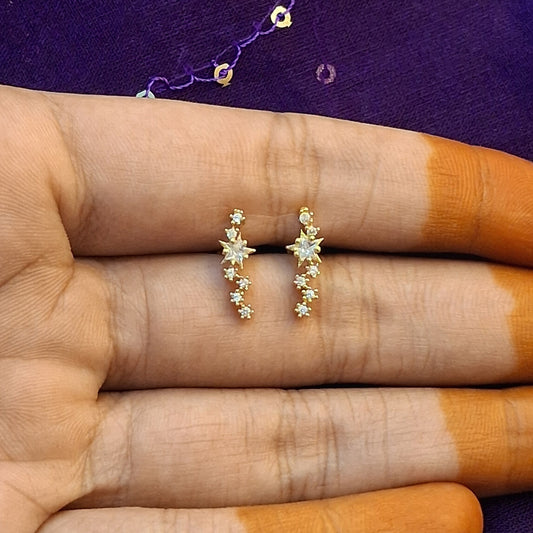 92.5 Silver Gold Plated Second Studs | Stylish Modern Finish | Elegant Jewellery