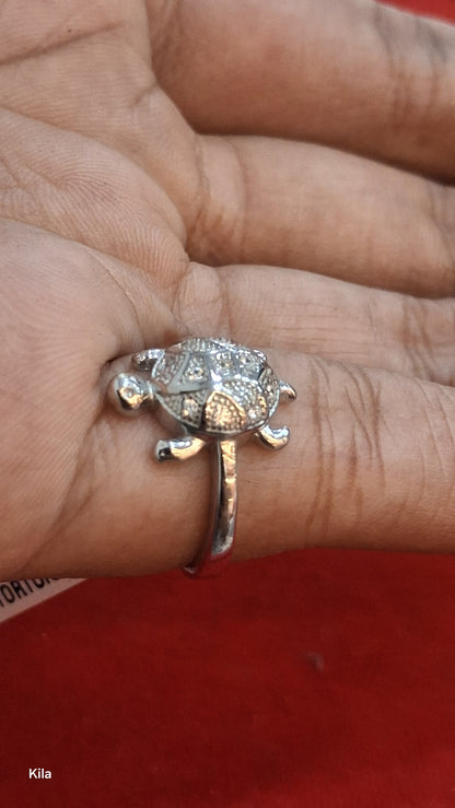 92.5 Silver Feng Shui Tortoise Ring | Protective Energy Design | Elegant Jewellery