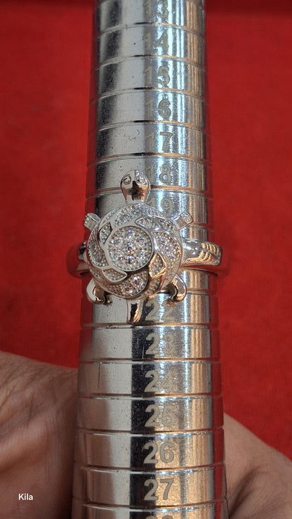 92.5 Silver Polished Tortoise Ring | Stylish Smooth Finish | Elegant Jewellery