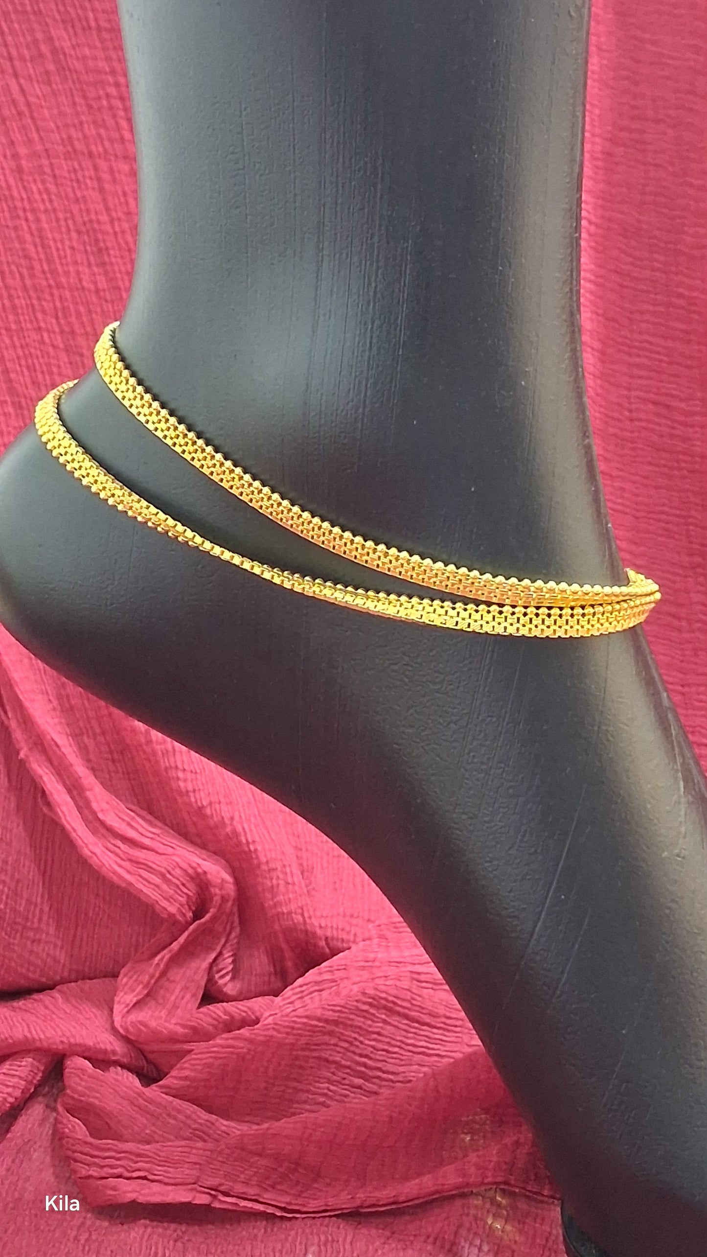 92.5 Silver Gold Plated Anklets | Stylish Modern Design | Elegant Jewellery