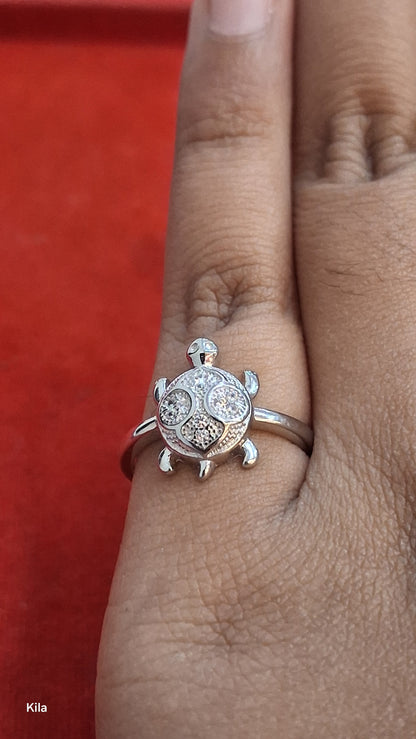 92.5 Silver Stylish Tortoise Ring | Elegant Symbolic Design | Daily Wear Jewellery