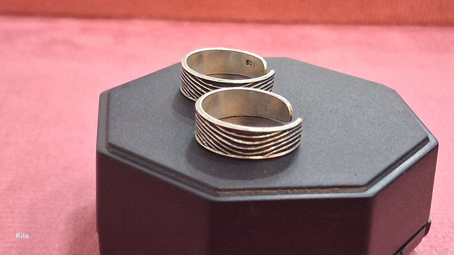 92.5 Silver Oxidised Toe Rings | Vintage Traditional Design | Jewellery