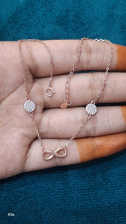 Silver stylish rose gold plated anklets