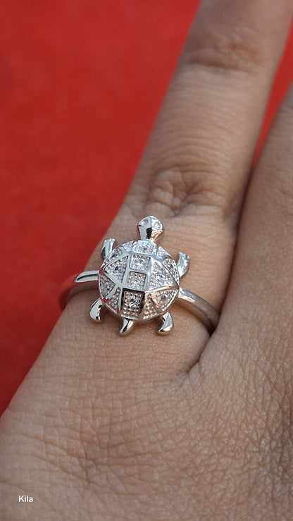 92.5 Silver Contemporary Tortoise Ring | Modern Symbolic Design | Jewellery