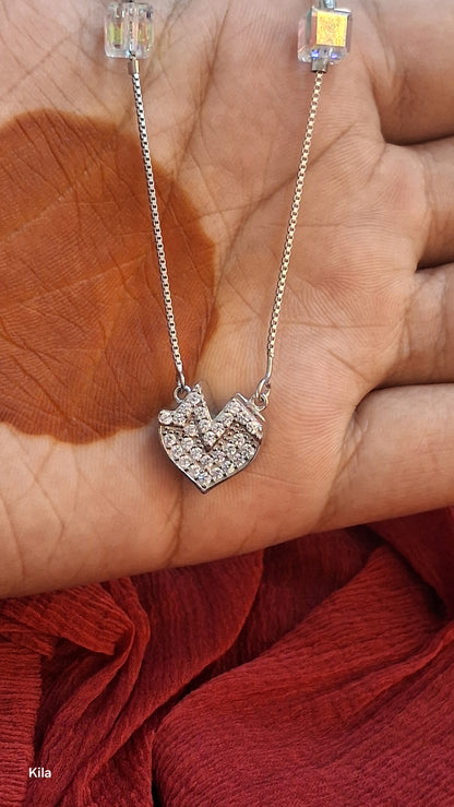 925 Silver Premium Chain 18 Inches with Magnet Heart | Stylish Romantic Design | Jewellery