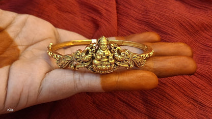 92.5 Silver Gold Plated Lakshmi Devi Kada | Stylish Traditional Design | Elegant Jewellery