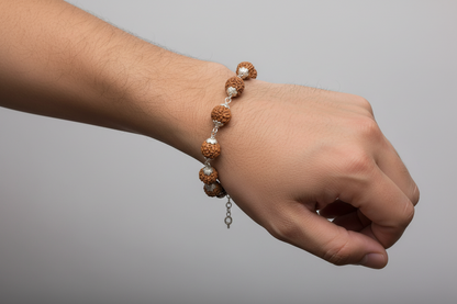 92.5 Silver Rudraksha Bracelet 8 Inches | Stylish Spiritual Design | stylish finish and Elegant Jewellery