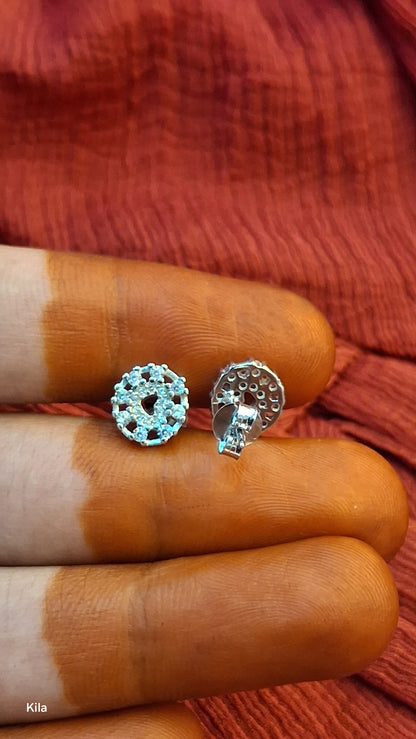 92.5 Silver Round Shape Earrings | Stylish Classic Design | Elegant Jewellery