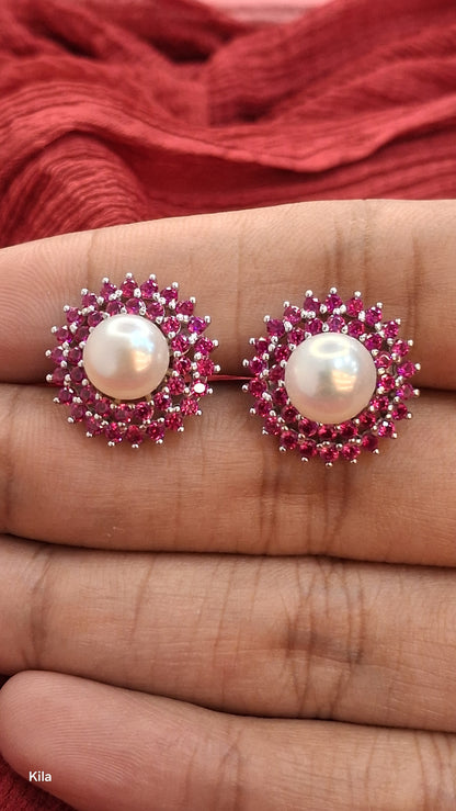 925 Silver Pink Stones Pendant Set | Stylish Elegant Design | Jewellery Set
