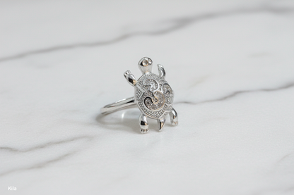 92.5 Silver OM Tortoise Ring | Spiritual Divine Design | Elegant Jewellery