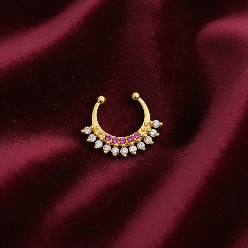 92.5 Silver Gold Plated Septum | Stylish Sleek Finish | Elegant Jewellery