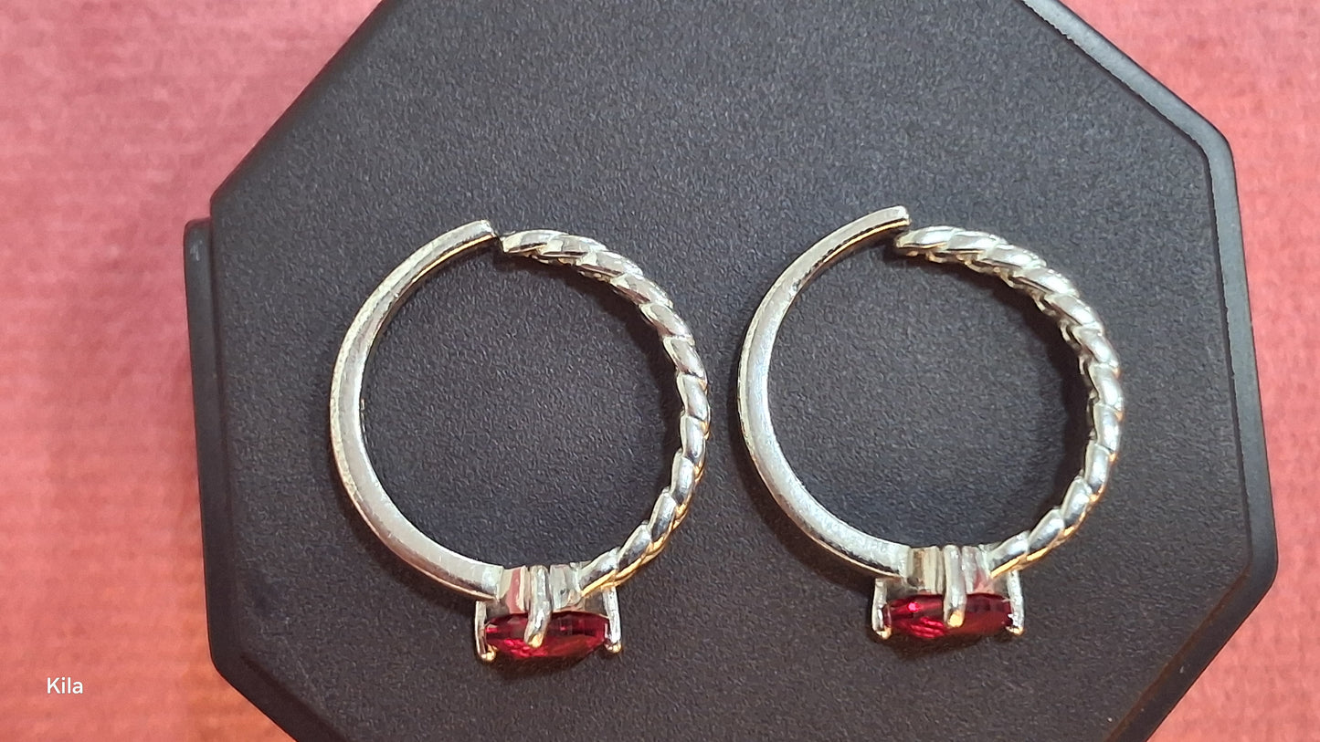 92.5 Silver Red Stone Toe Rings | Premium Stylish Design | Jewellery