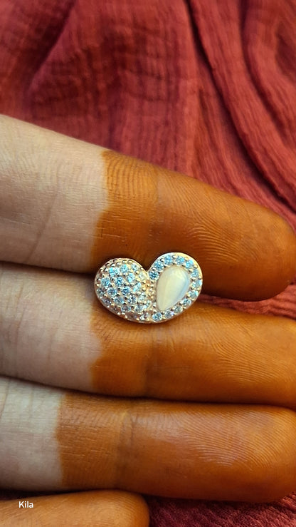 92.5 Silver Rose Gold Plated Heart Studs | Stylish Romantic Design | Elegant Jewellery
