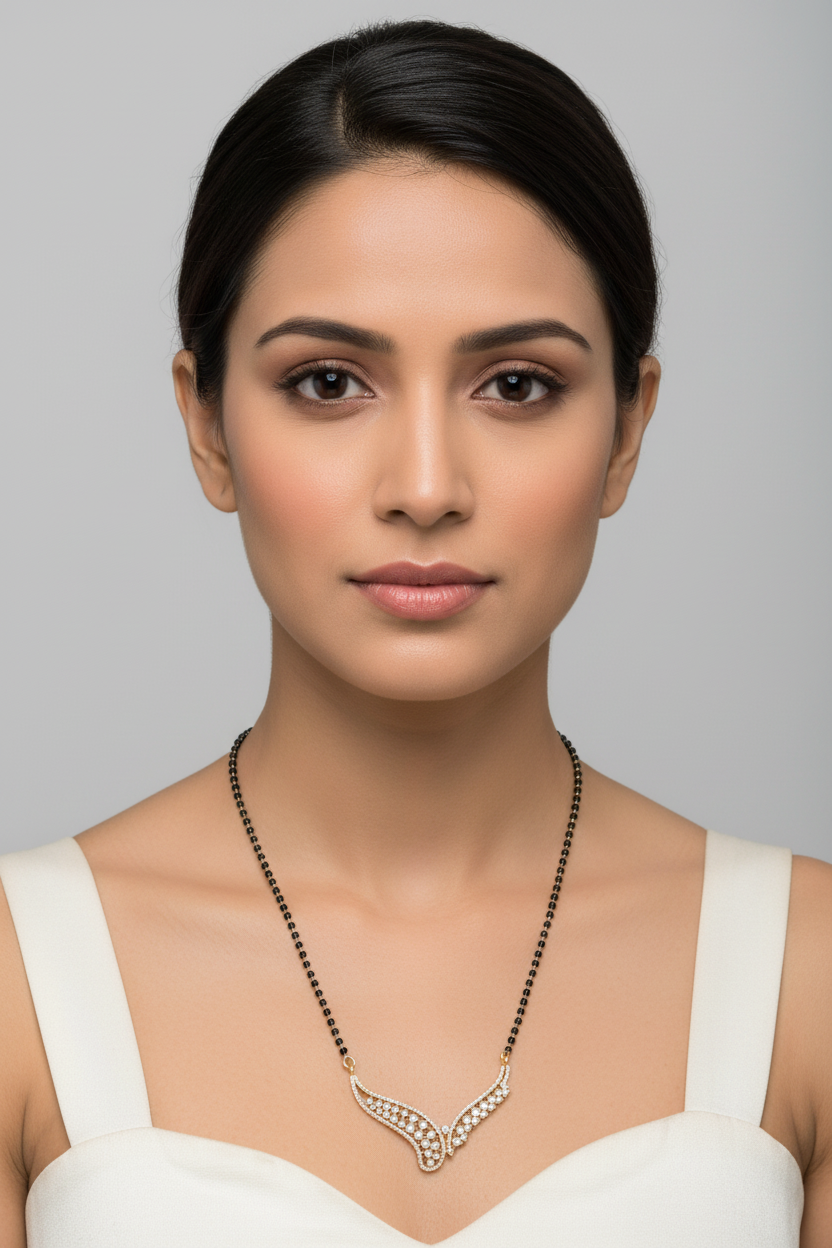 92.5 Silver Gold Plated Black Beads Chain 22 Inches | Premium Long Elegant Design | Jewellery