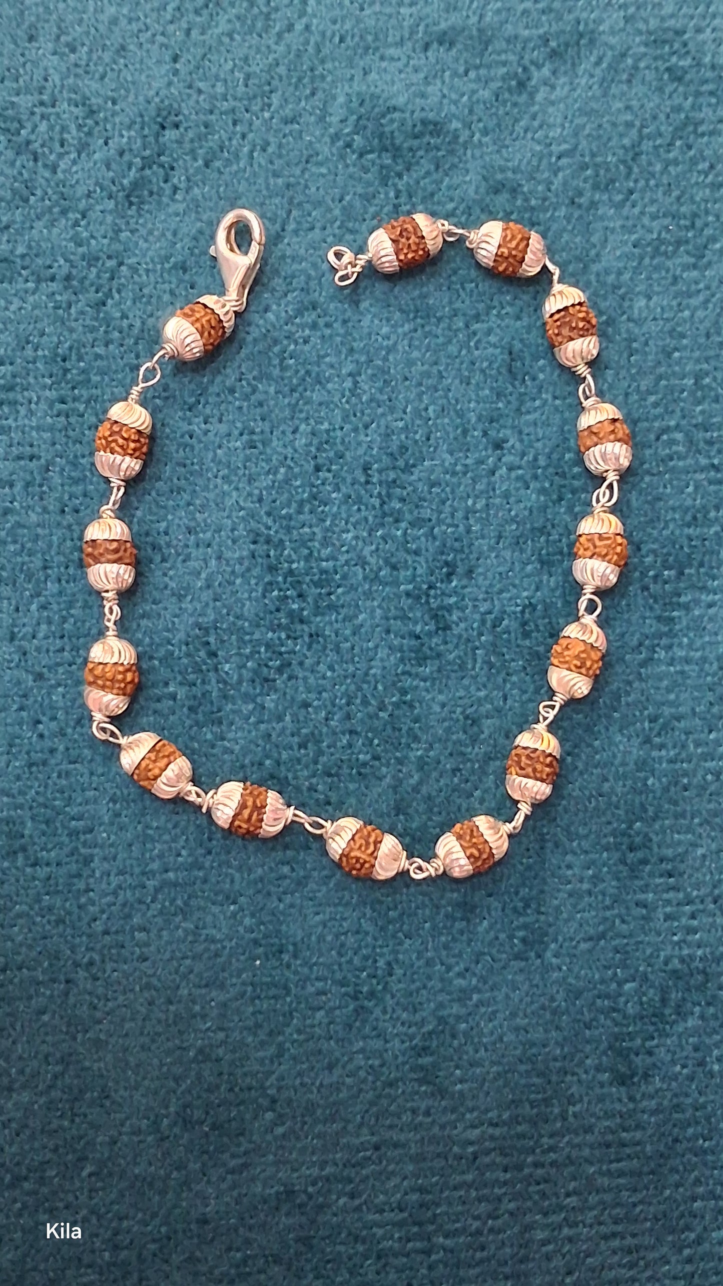 92.5 Silver Rudraksha Bracelet 8 Inches | Stylish Spiritual Design | Elegant Jewellery