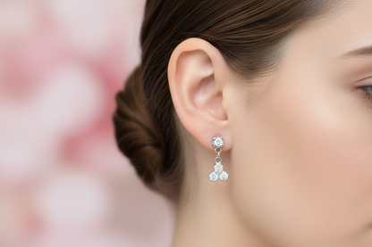 92.5 Silver White Stone Earrings | Premium Sparkle Design | Jewellery