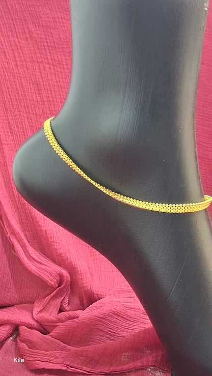 92.5 Silver Gold Plated Anklets | Stylish Modern Design | Elegant Jewellery