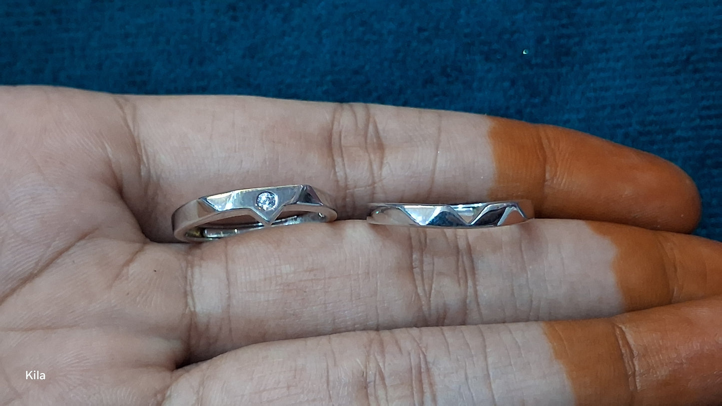 92.5 Silver Couple Rings | Stylish Matching Design | Elegant Romantic Jewellery
