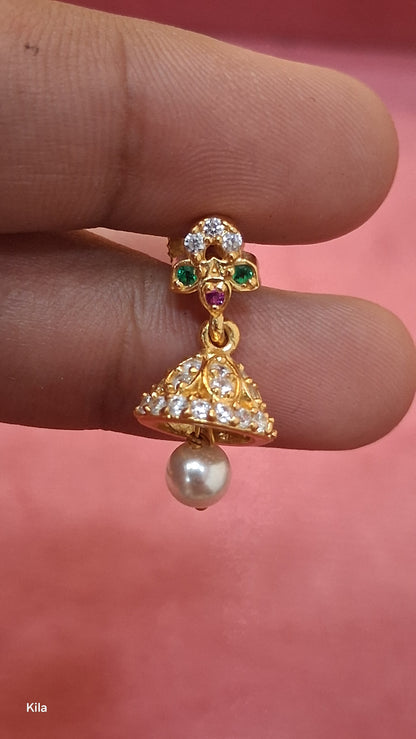 92.5 Silver Gold Plated Jhumki Earrings | Classic Ethnic Design | Stylish Jewellery