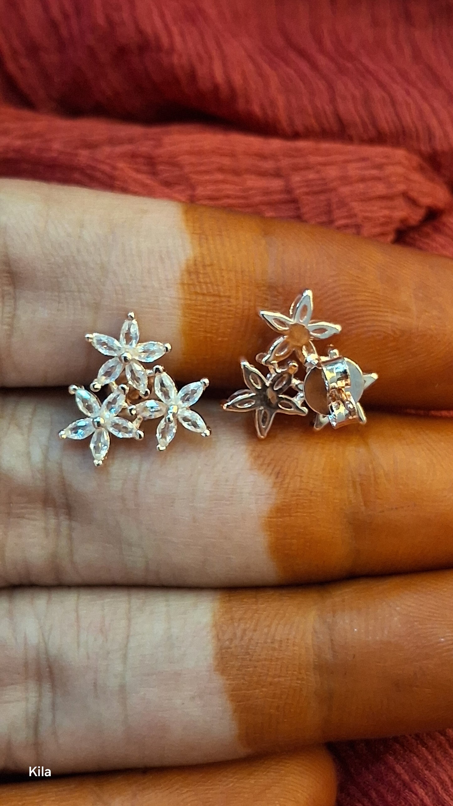 92.5 Silver Rose Gold Plated Star Studs | Stylish Trendy Design | Elegant Jewellery