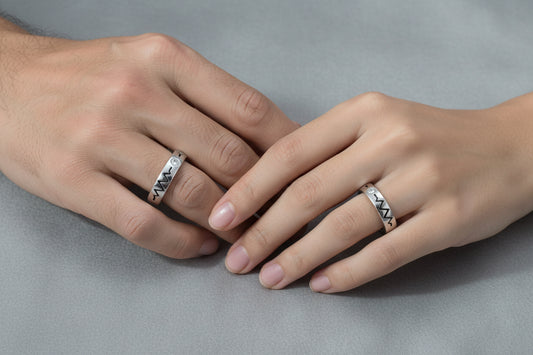 92.5 Silver Couple Rings (Men Size 19 | Women Size 8) | Stylish Classic Matching Design | Jewellery