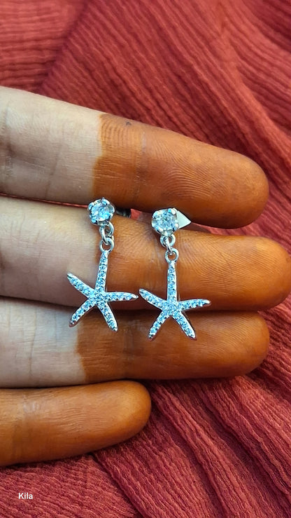 92.5 Silver Star Earrings | Stylish Trendy Design | Elegant Jewellery