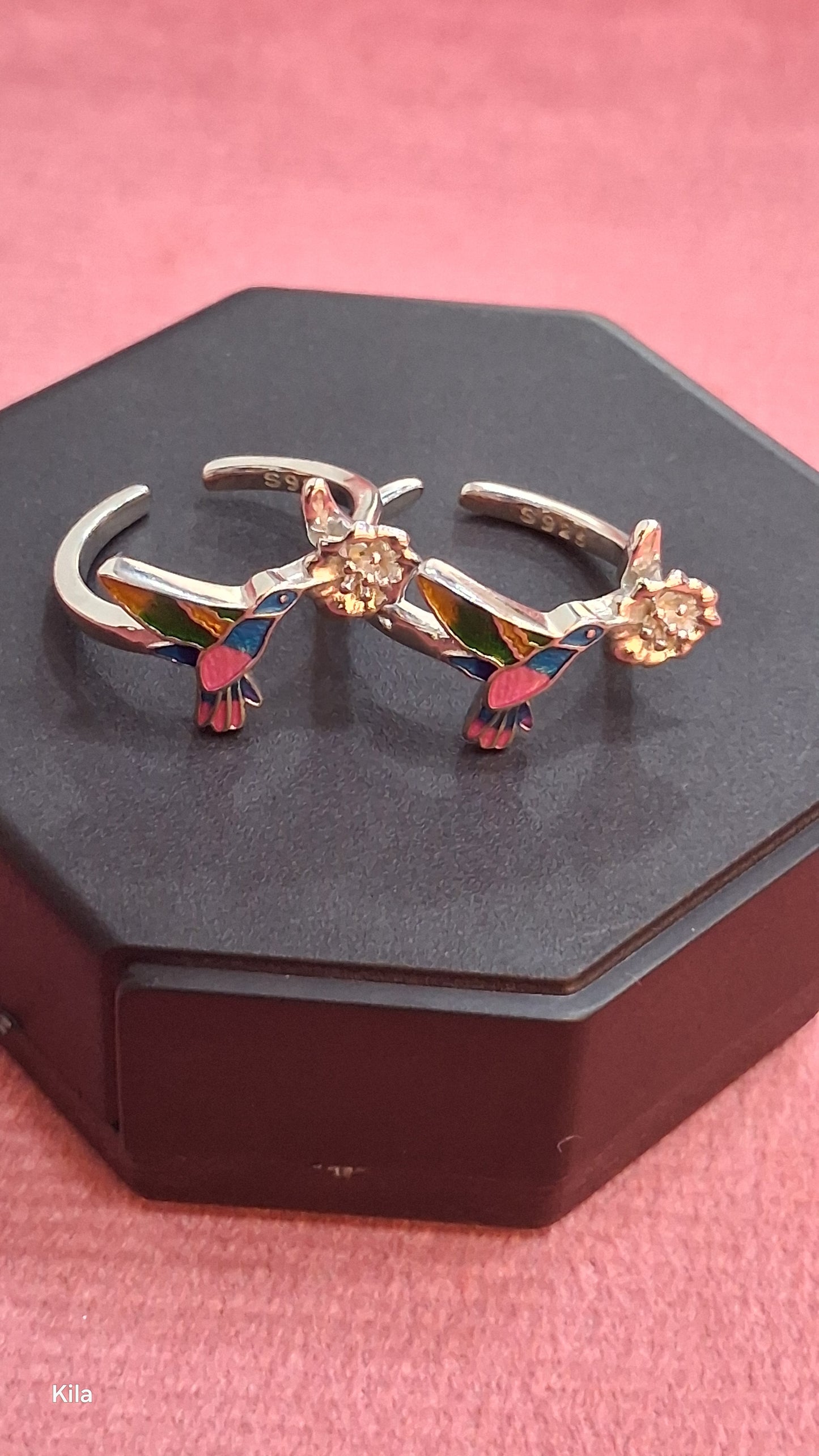 92.5 Silver Humming Bird Toe Rings | Cute Nature Inspired Design | Jewellery