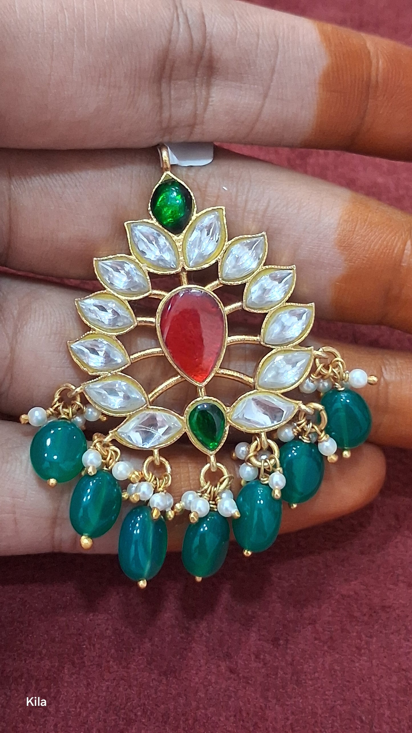 92.5 Silver Kundan Pendant (Gold Plated) | Stylish Elegant Finish | Jewellery