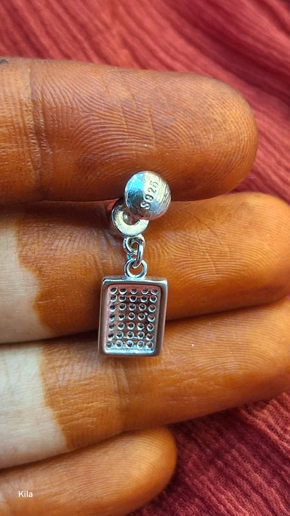 92.5 Silver Square Shape Earrings | Stylish Modern Design | Elegant Jewellery