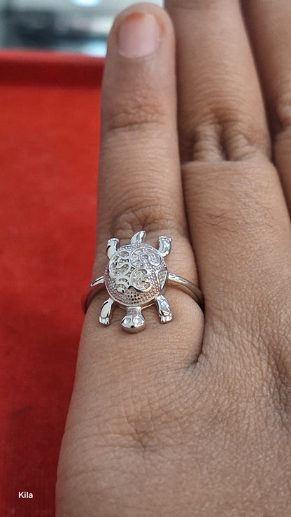 92.5 Silver OM Tortoise Ring | Spiritual Divine Design | Elegant Jewellery