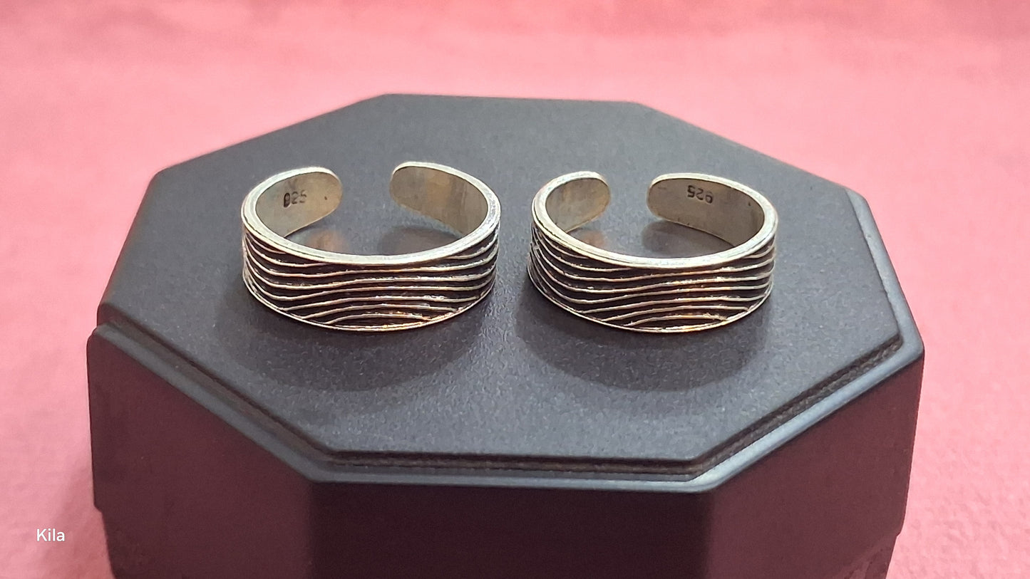 92.5 Silver Oxidised Toe Rings | Vintage Traditional Design | Jewellery