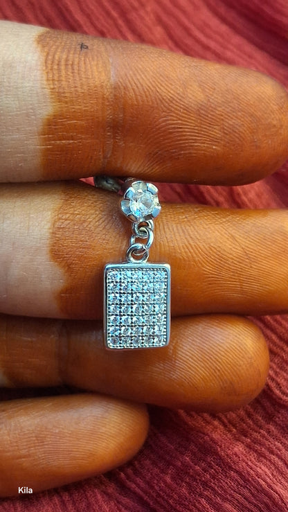 92.5 Silver Square Shape Earrings | Stylish Modern Design | Elegant Jewellery