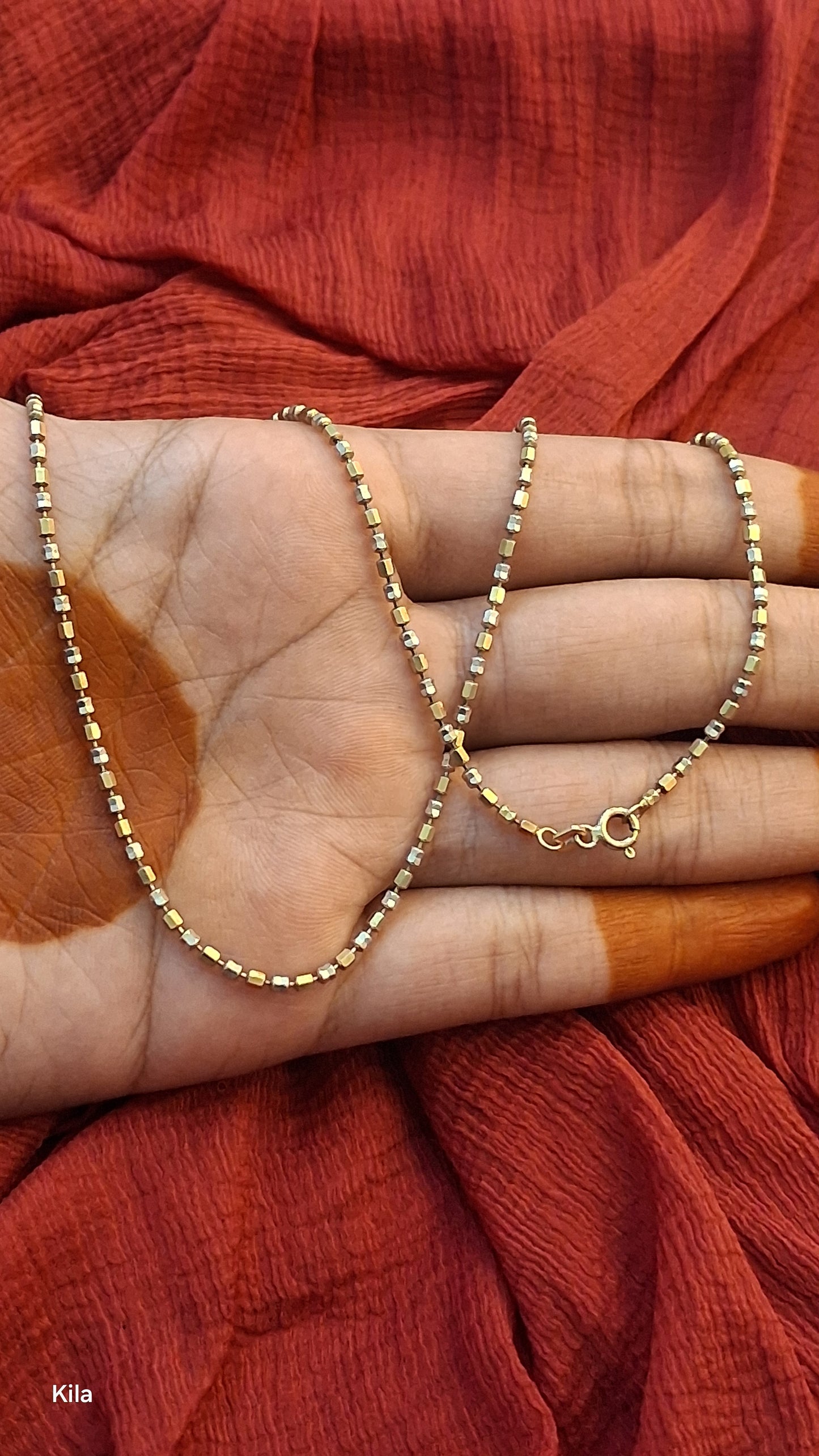 925 Silver Premium Dual Tone Chain 18 Inches | Stylish Elegant Design | Jewellery