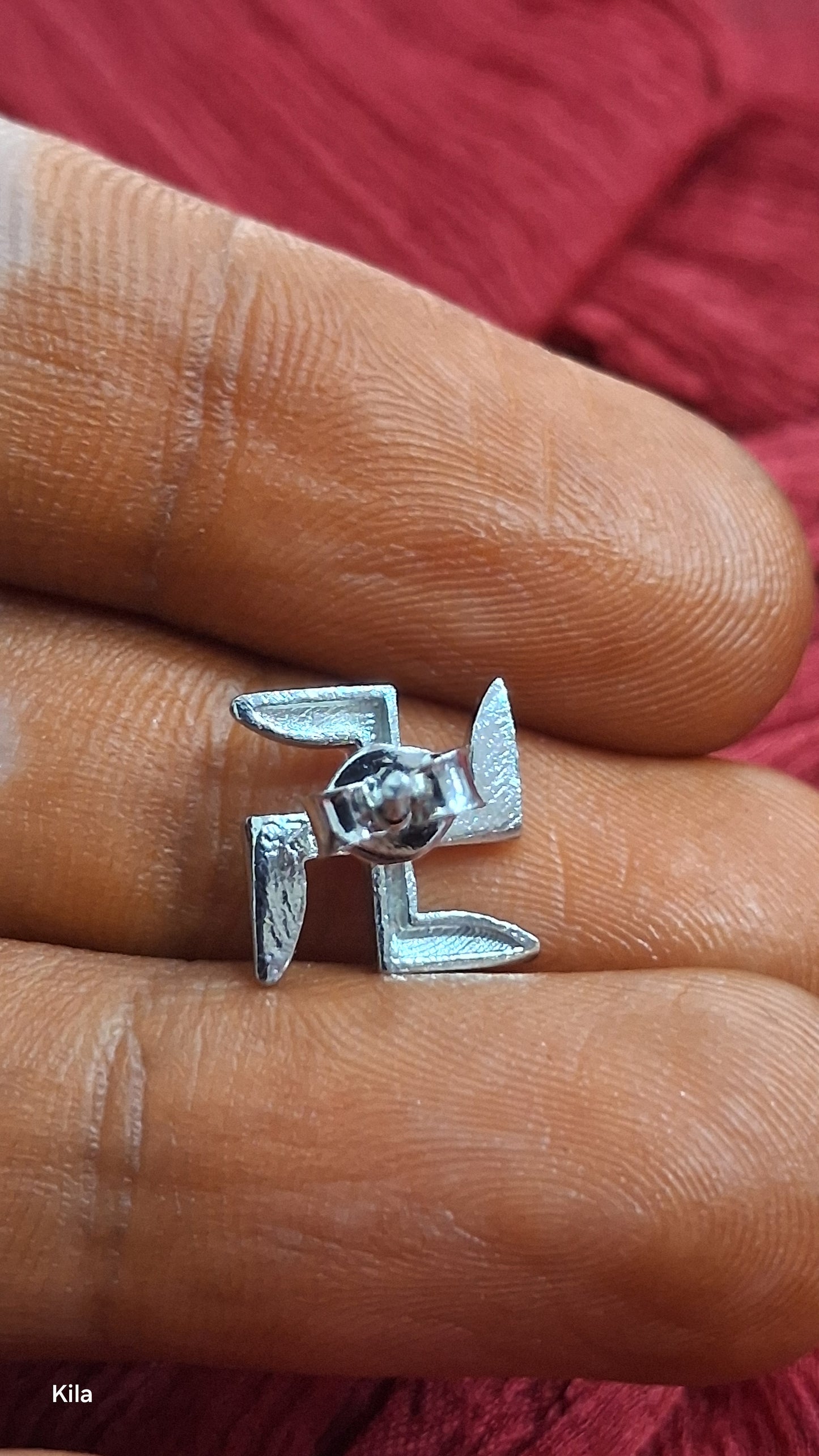 92.5 Silver Swastik Men’s Stud (Single) | Stylish Spiritual Design | Jewellery
