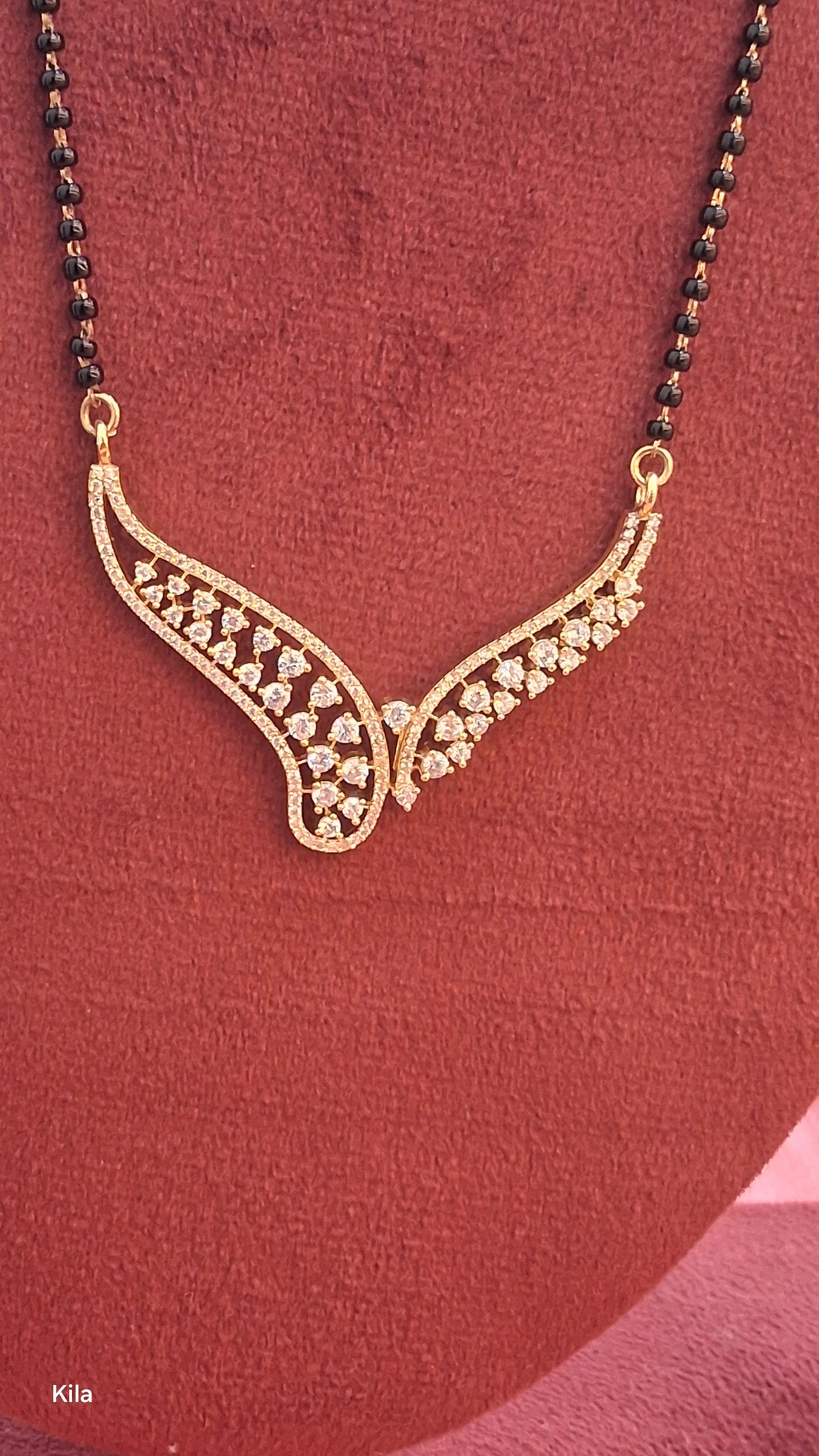 92.5 Silver Gold Plated Black Beads Chain 22 Inches | Premium Long Elegant Design | Jewellery