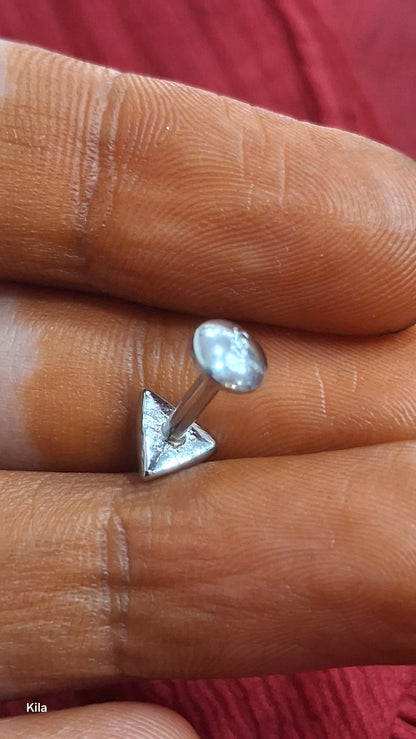 92.5 Silver Triangle Men’s Stud (Single) | Stylish Geometric Design | Jewellery